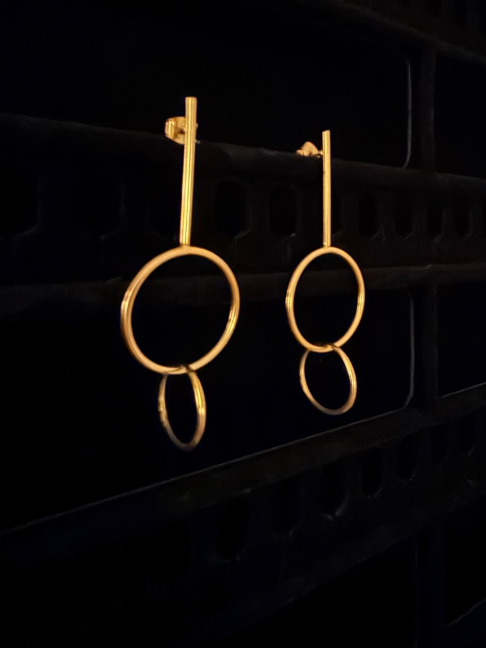 joolz by Martha Calvo 14k Gold Plated Double Drop Hoop Earrings 2.5"